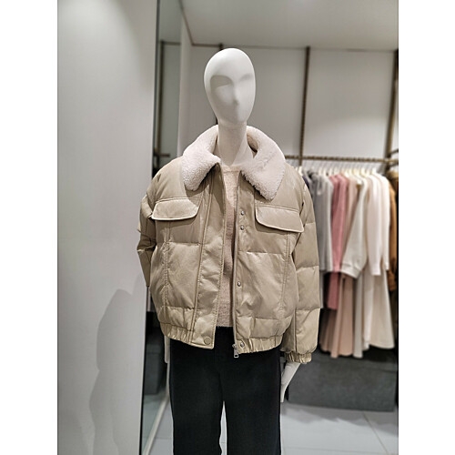 온앤온 NJL4WMQ08 퍼카라 페이크레더 다운점퍼