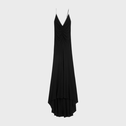 셀린느 NB19 여성 원피스 MAXI DRESS WITH EXPOSED BACK SILK GEORGETTE BLACK 2R69M8..