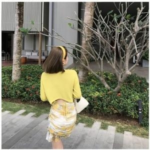 핑크 블랙 니트탑 크롭니트탑 크롭 차콜 스트링크롭니 HJJ-WD8A061