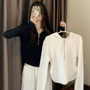 오노마 ONM 캐주얼 긴팔 기본 티 루즈핏 여성 반집업 티셔츠 후드 27353732