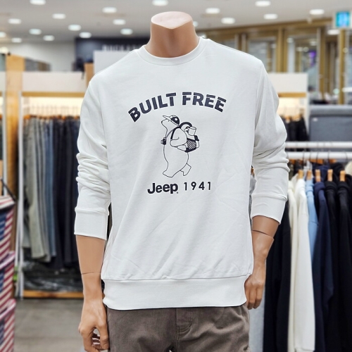 JEEP 남녀공용 BUILT FREE 베어 루즈핏 맨투맨 JQ1TSU894_WH
