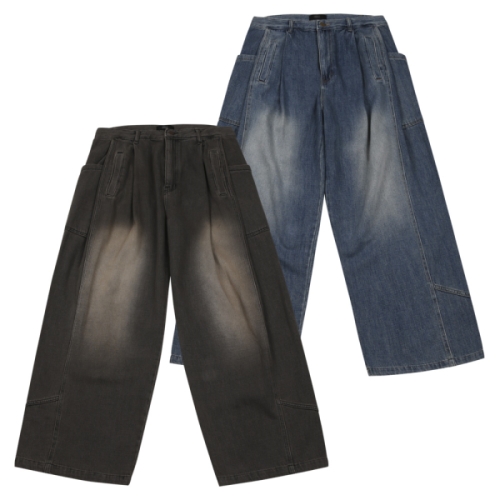 기타 모로엠 남성 와이드 카펜더 워싱 데님 팬츠 NBJ-JEA-3115