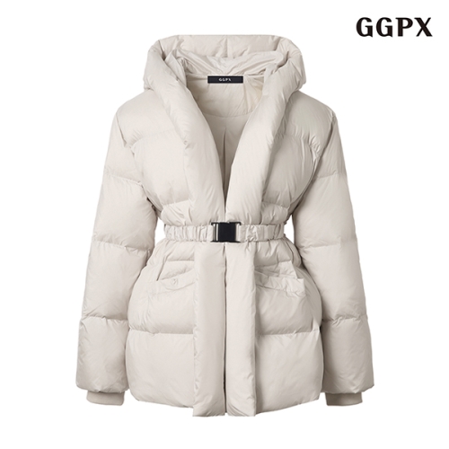 GGPX 오픈 벨티드 후드 포켓 다운 점퍼 GODJJ048D