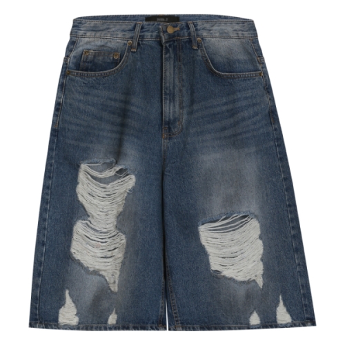 기타 모로엠 찢청 버뮤다 내추럴워싱 Y2K 청반바지 NBJ-JEH-3509