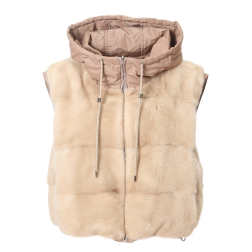 더아이잗컬렉션 밍크 패딩후드 베스트 CPCA3FS711