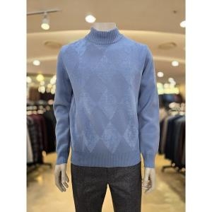 인디안 아가일 방모 하프터틀넥 니트MNU-BHYW-A321