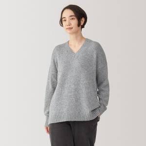 MUJI 여성 야크 혼방 울 V넥 스웨터 BA1P9A4A