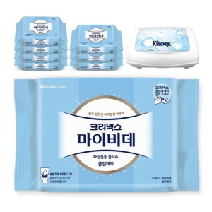 크리넥스 마이비데 클린케어 화장실용 물티슈 리필형 46매 + 용기