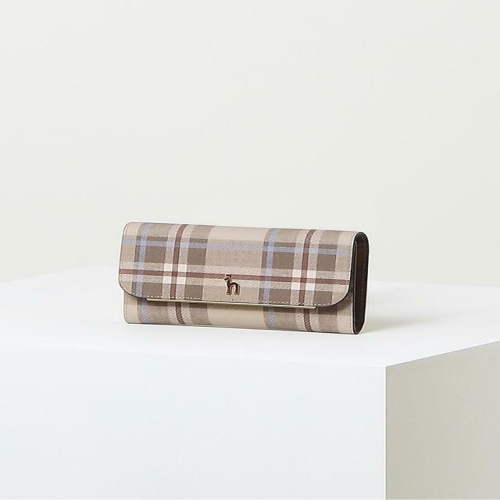 헤지스 여성 배색 체크 퍼피로고 장지갑 HIWA5E320I3