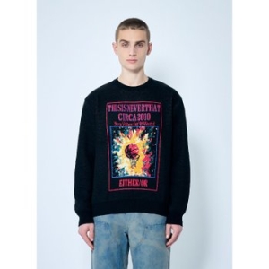 디스이즈네버댓 리브 트리밍 농구 후프 니트 스웨터 TN243KKNPK04 BLK