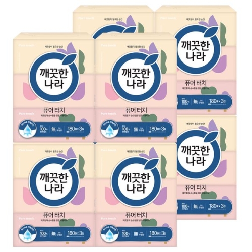 깨끗한나라 퓨어터치 미용티슈 180매 (3입)
