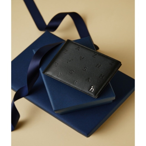 헤지스 남성 블랙 음각패턴 소가죽 머니클립 HJWA5E562BK