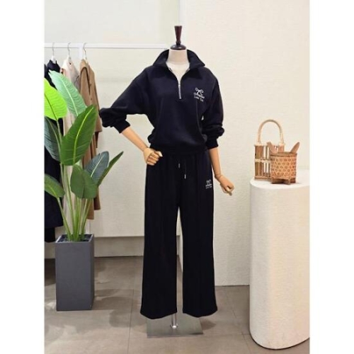 포커스 4L9ST5049_반집업 카라넥 와이드 팬츠 셋업