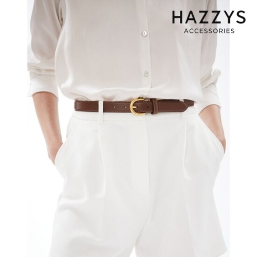 헤지스 여성 브라운 골드버클 24mm 소가죽 벨트_HJBE5E406W3