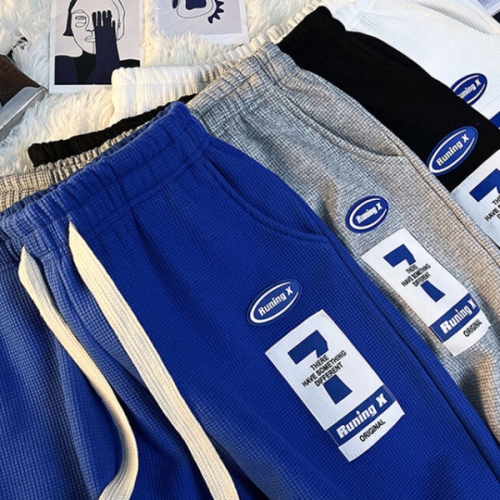 위즈아이 남성 와플 밴드 일자 트레이닝 팬츠 봄 가을 츄리닝 WI168PN