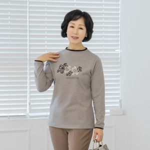 마담4060 엄마옷 부들벨벳꽃 엄마티셔츠 티셔츠-RTE2412053