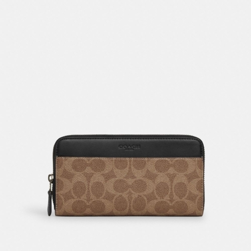 코치 CY405-QBTN2 던전 아코디언 지갑 시그니처 캔버스