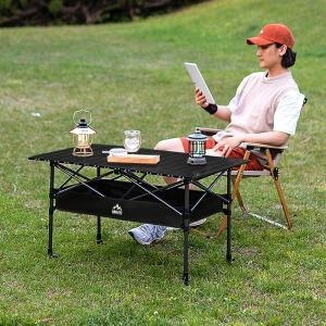 레토지엠에스 레토 접이식 높이조절 롤 캠핑 테이블 LCT-HA05 950mm 블랙 대형 950 x 800 mm