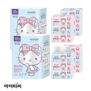헬로키티 핑크리본 풀고뽑고 화장지 세트