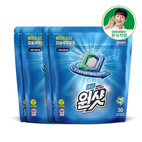 슈가버블 버블원샷 베이킹소다 캡슐 세탁세제 프레시향 30개입