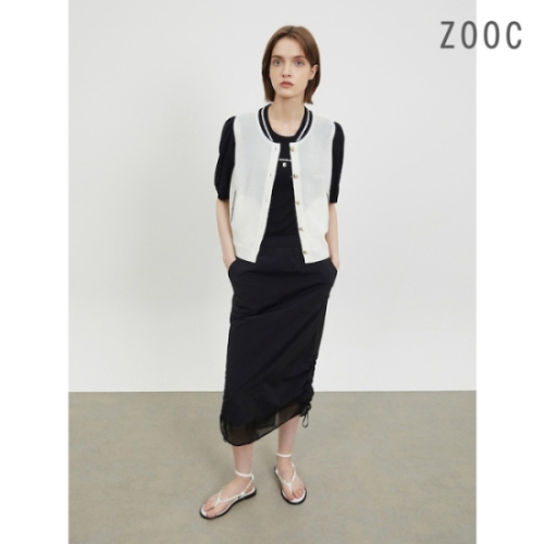 ZOOC 컬러 블록 하프 슬리브 니트 점퍼 IVZ242KSL021