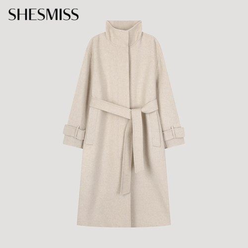 쉬즈미스 여성 울 캐시미어 혼방 핸드메이드 하이넥 코트 SWHCTO41090