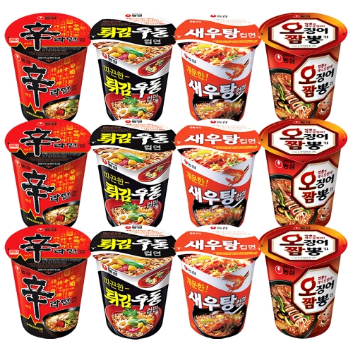 농심  신라면소컵3개+튀김우동소컵3개+새우탕소컵3개+오징어짬뽕소컵3개