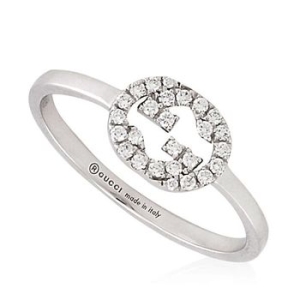 구찌  18K 화이트골드 Interlocking G 다이아몬드 링 반지 사이즈 13 YBC729412003