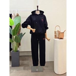 포커스 리본 기모 후드티 조거 팬츠 셋업 4L9ST5045