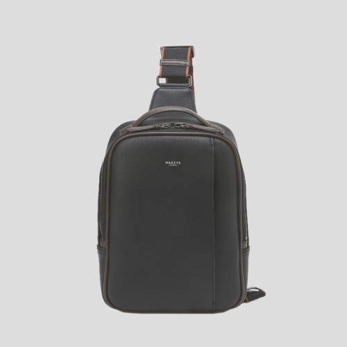 헤지스 라인배색 가죽 슬링백_HJBA5E862BK