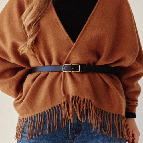 닥스 여성 블랙 스퀘어 골드버클 소가죽 벨트 DBBE5E415BK