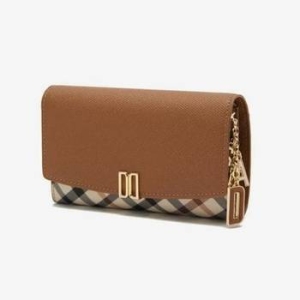 닥스 브라운 체크배색 DD로고 3단 중지갑 DCWA5E423W2