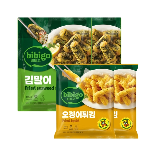 CJ제일제당 비비고 김말이 500g 2개 + 오징어튀김 180g 2개