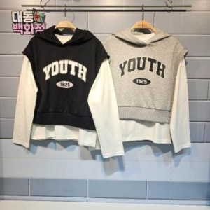 유솔 부산대NC 트렌디하게 스쿨룩 완성할 수 있는 여아 백메쉬 2PCS 후디 셋업 ULMH25S52 130 멜란지 그레이