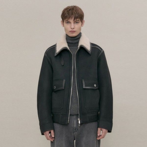 질스튜어트뉴욕 남성 램스웨이드 무스탕 카라 아미 점퍼_JNJU4D501BK