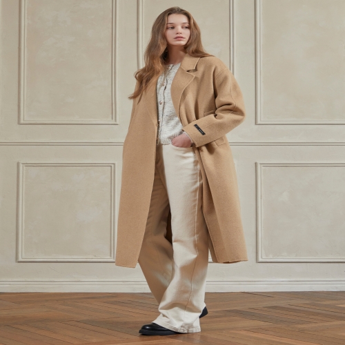 뷰어 VYUR ECLAT 여성 울 캐시미어 더블 롱코트 ZNLCOA04_BE