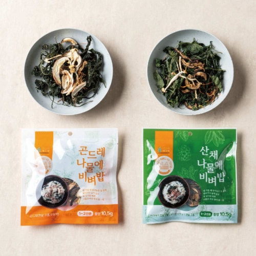 담우 나물에 비벼밥 2종 10.5g 16개 세트 산채나물 8개 + 곤드레나물 8개