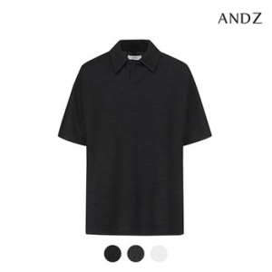 ANDZ 슬럽 텍스쳐 슬릿 카라 반팔티_BZD2TT1107