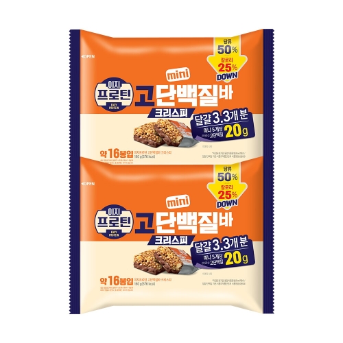 롯데웰푸드 이지프로틴 고단백질바 크리스피 미니 160g