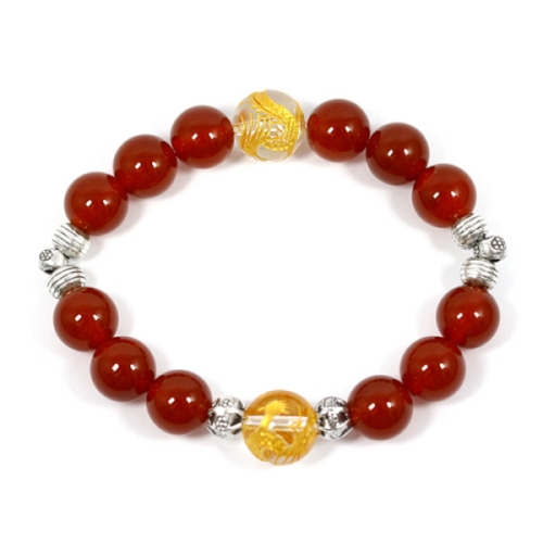 힐링젬  쌍황룡 카넬리안 카렌실버 행운석 원석팔찌 24R-432