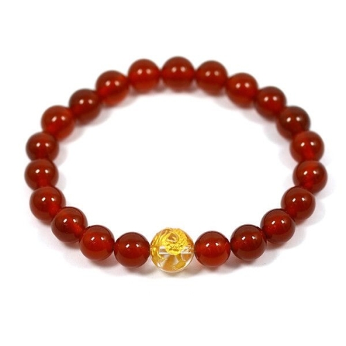 힐링젬  원석팔찌 황룡 백수정 카넬리안 커플팔찌 24R-435