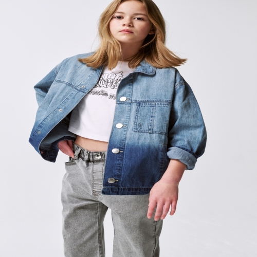 블루테일 2 AZA3JK01BU 초등 공용 그라데이션 워싱 블루 데님 자켓 주니어