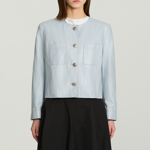 쉬즈미스 여성 라운드넥 레더 자켓 SWWJKP12040