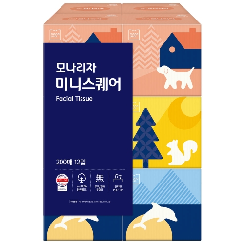모나리자 미니스퀘어 미용티슈 200매 (12입)