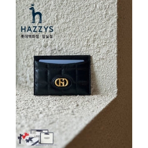 헤지스 여성 블랙 퀼팅 소가죽 카드지갑 HIHO5E758BK