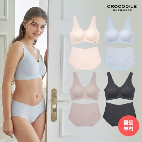크로커다일 감탄 라이크라 인견쉘론 몰드부착 런닝형 브라팬티세트 8종