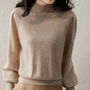 모던 여성 퍼프소매 하프터틀넥 벌룬 니트 WFGLOH4