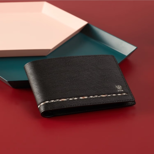 닥스 알렉산더 블랙 체크 라인 포인트 소가죽 반지갑 DBWA5E623BK