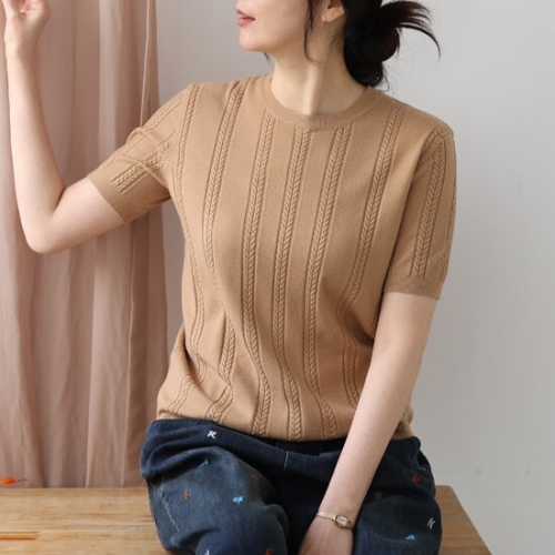 웬디즈갤러리 엘리나 미니꽈배기 반팔니트 QKN102