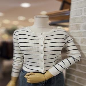 레코브 스트라이프 라운드넥 가디건 LC31E3KC504X